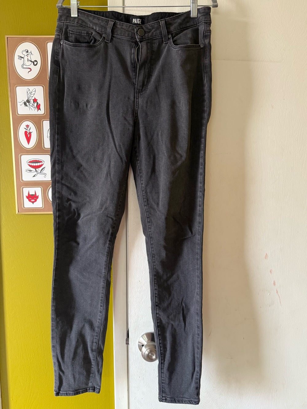PAIGE Black Denim Jeans with Branded Waist Label